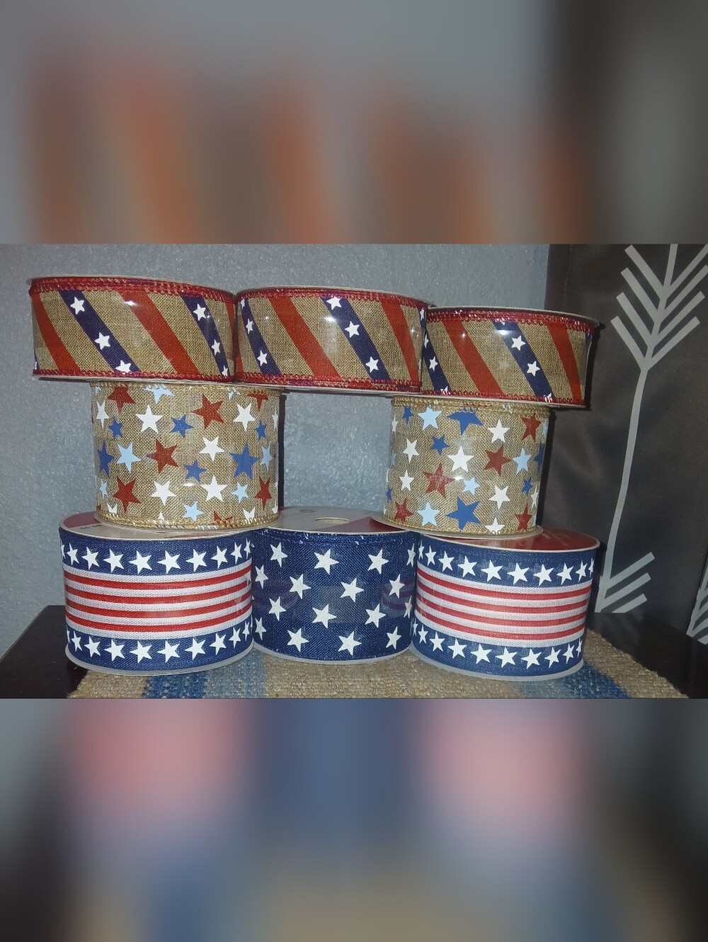 Celebrate It Red, White & Blue Star-Stripe Wired Ribbon Set